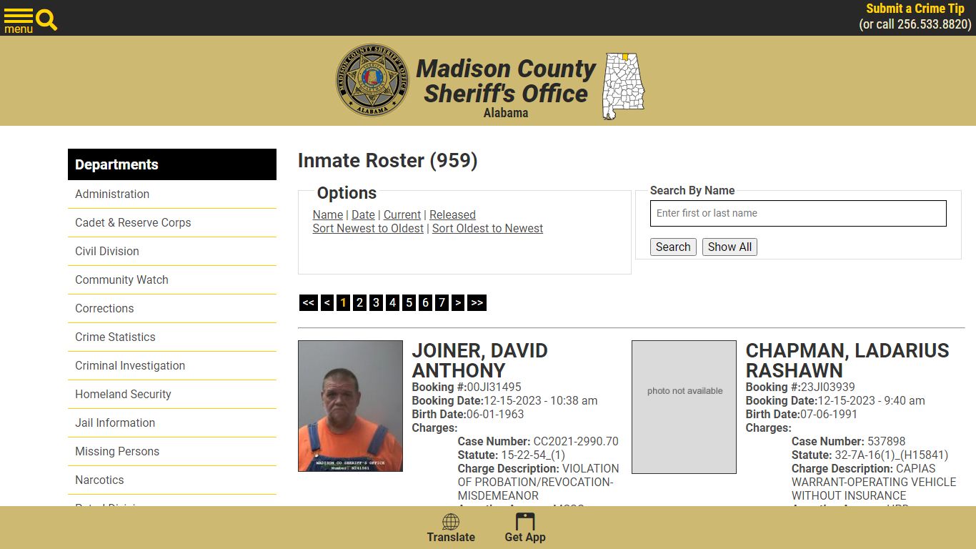 Inmate Roster - Current Inmates Booking Date Descending - Madison ...